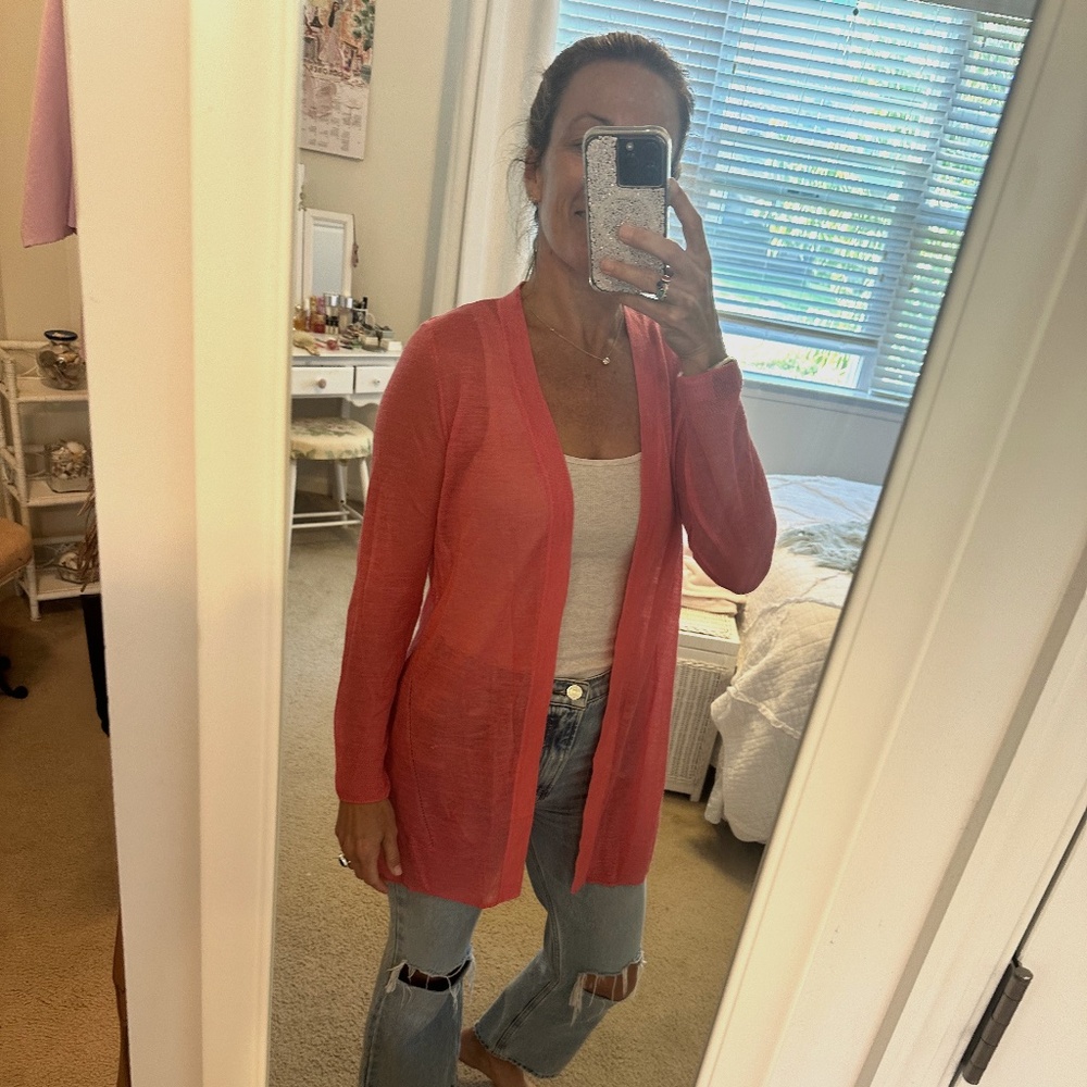 Ann Taylor LOFT Lightweight Cardigan - Size S - Melon Color